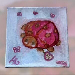 Whimsical Pink and Brown Watercolor Painting